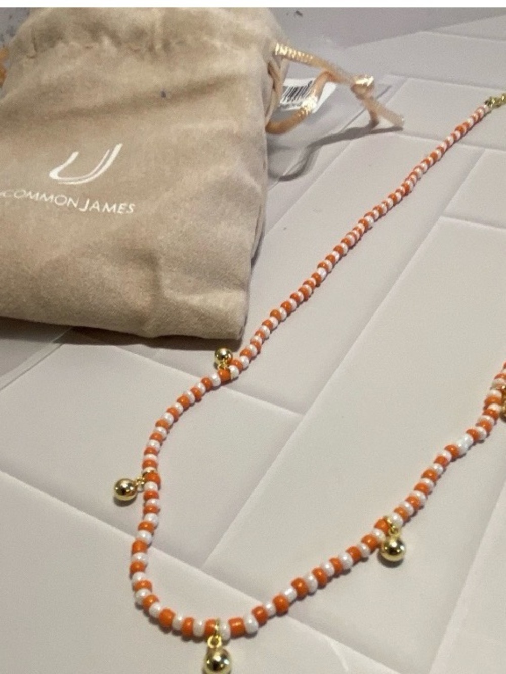 Uncommon James Orange, White and Gold Beaded Necklace